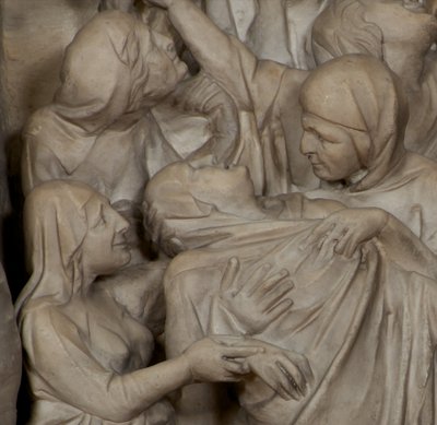 Detail der Kreuzigung, auf der Kanzel in der Kirche Sant